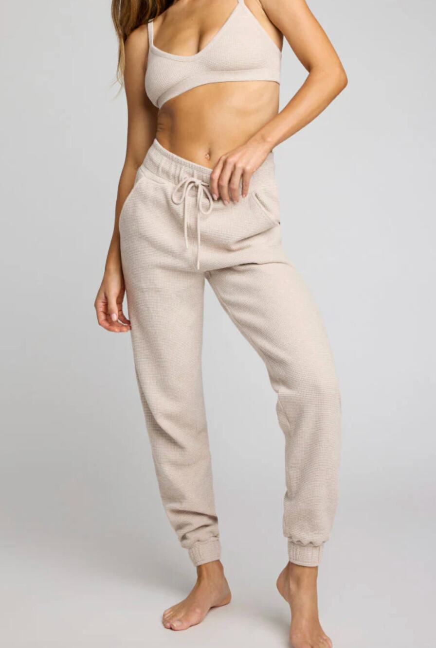 Negative Waffle Knit Jogger Pants Sand Waffle Lounge XS $160 Retail